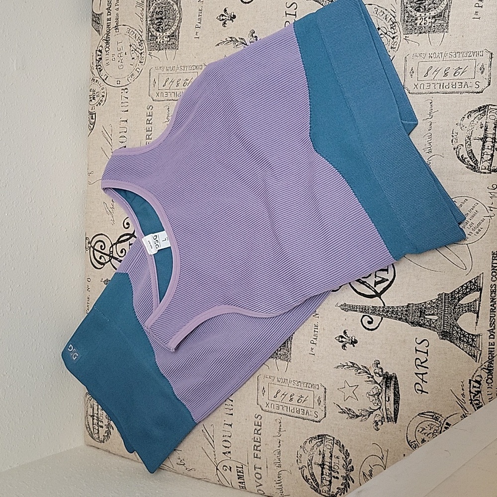 DSG 7/8 LEGGING AND TOP SET IN PURPLE AND TEAL